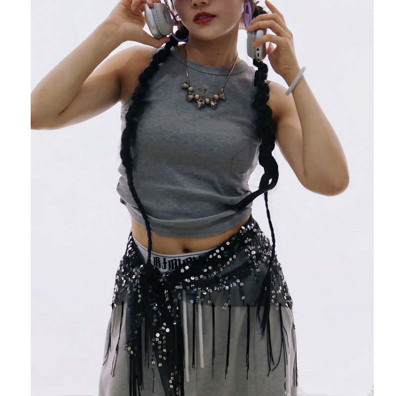 Street Fashion India - 패션 스팽글 벨리댄스 벨트 태슬 재즈댄스