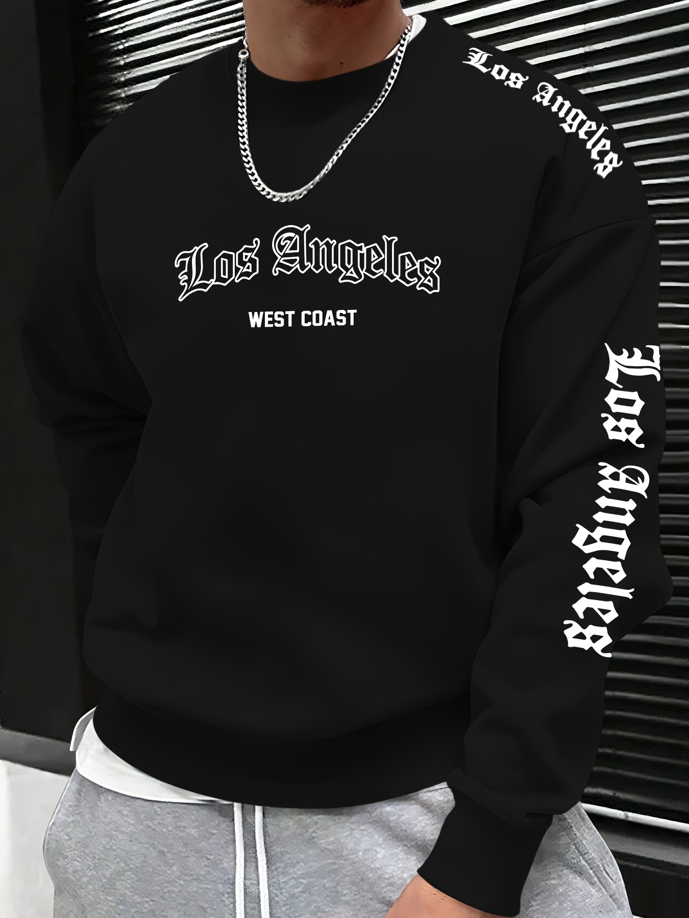 Fashion Streetwear - 2026 가을/겨울 남성 레터 프린트 라운드넥