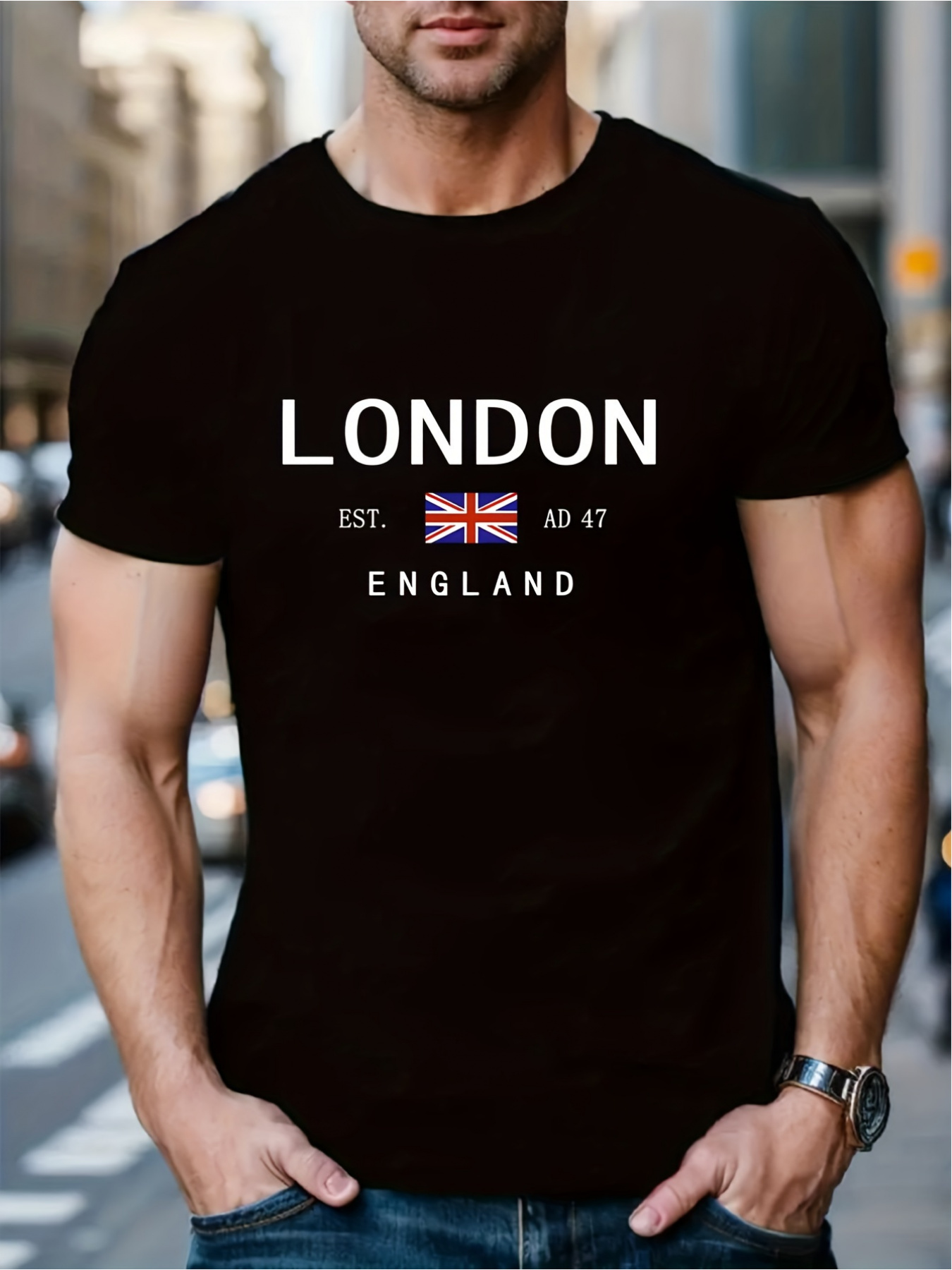Street Fashion In London - 런던 영국 프린트 남성 여성 티셔츠