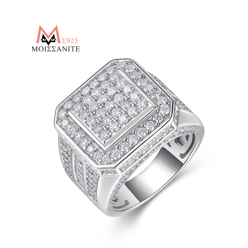 Street Fashion Rings - JIUZUAN 풀 Moissanite 링 스퀘어 925