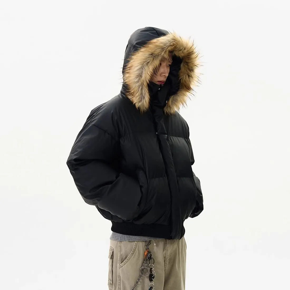 Street Fashion High End - 아메리칸 스트리트 패션 분리형 모피 칼라