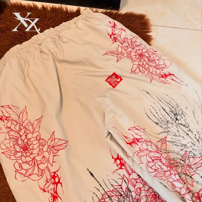하라주쿠 스타일의 붉은 릴리 무늬가 들어간 캐주얼 와이 - Street Fashion Of Japan 리뷰 및 가격