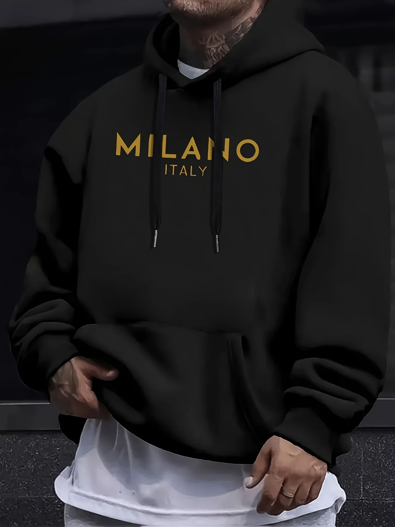 가을, 겨울 후드 스웨트셔츠, MILANO 프린트 스트 - Street Fashion Milano 리뷰 및 가격