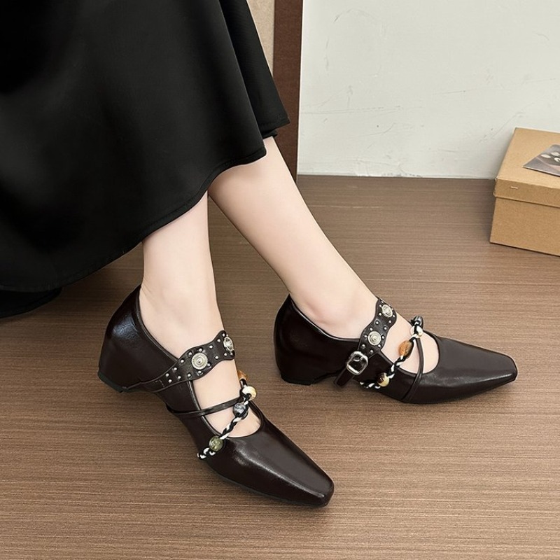 새로운 레트로 메리 제인 슈즈 여성용 스퀘어 토 청키  - Street Fashion Shoes 리뷰 및 가격