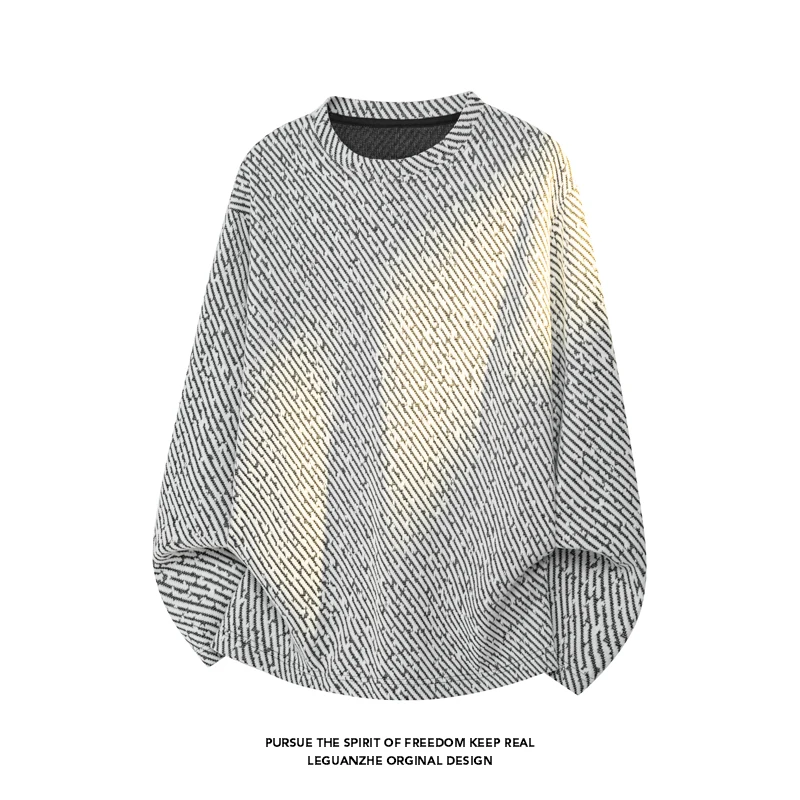 남성용 사선 스트라이프 텍스처드 긴팔 티셔츠 크루넥 루 - Street Fashion For Man 리뷰 및 가격