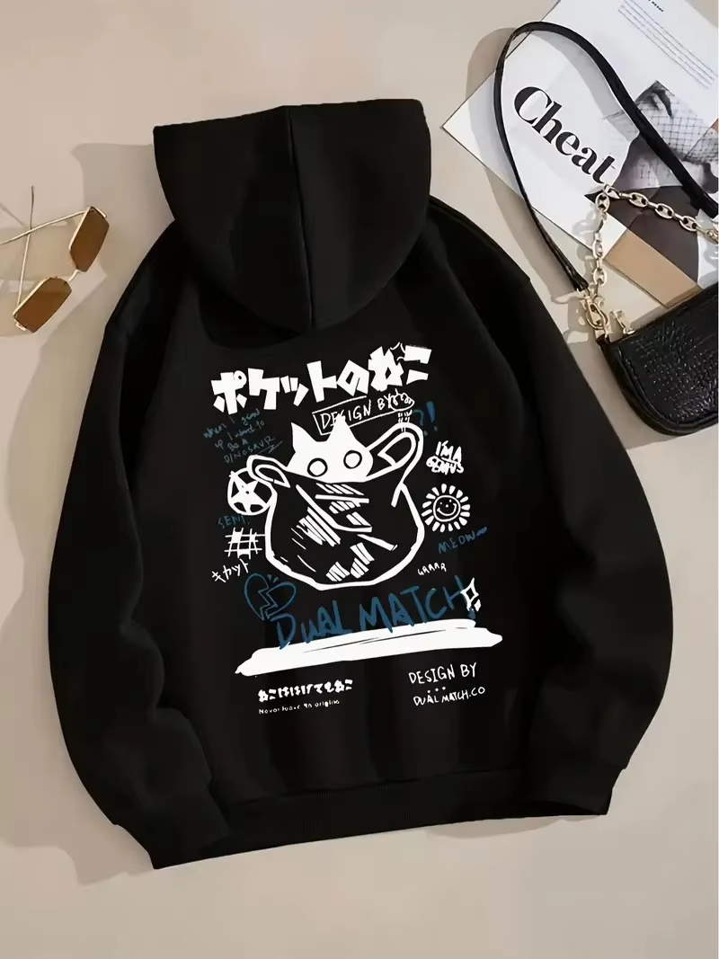 캐주얼 패션 스포츠 스타일의 만화 프린트 긴팔 후드티, - Street Fashion Of Japan 리뷰 및 가격