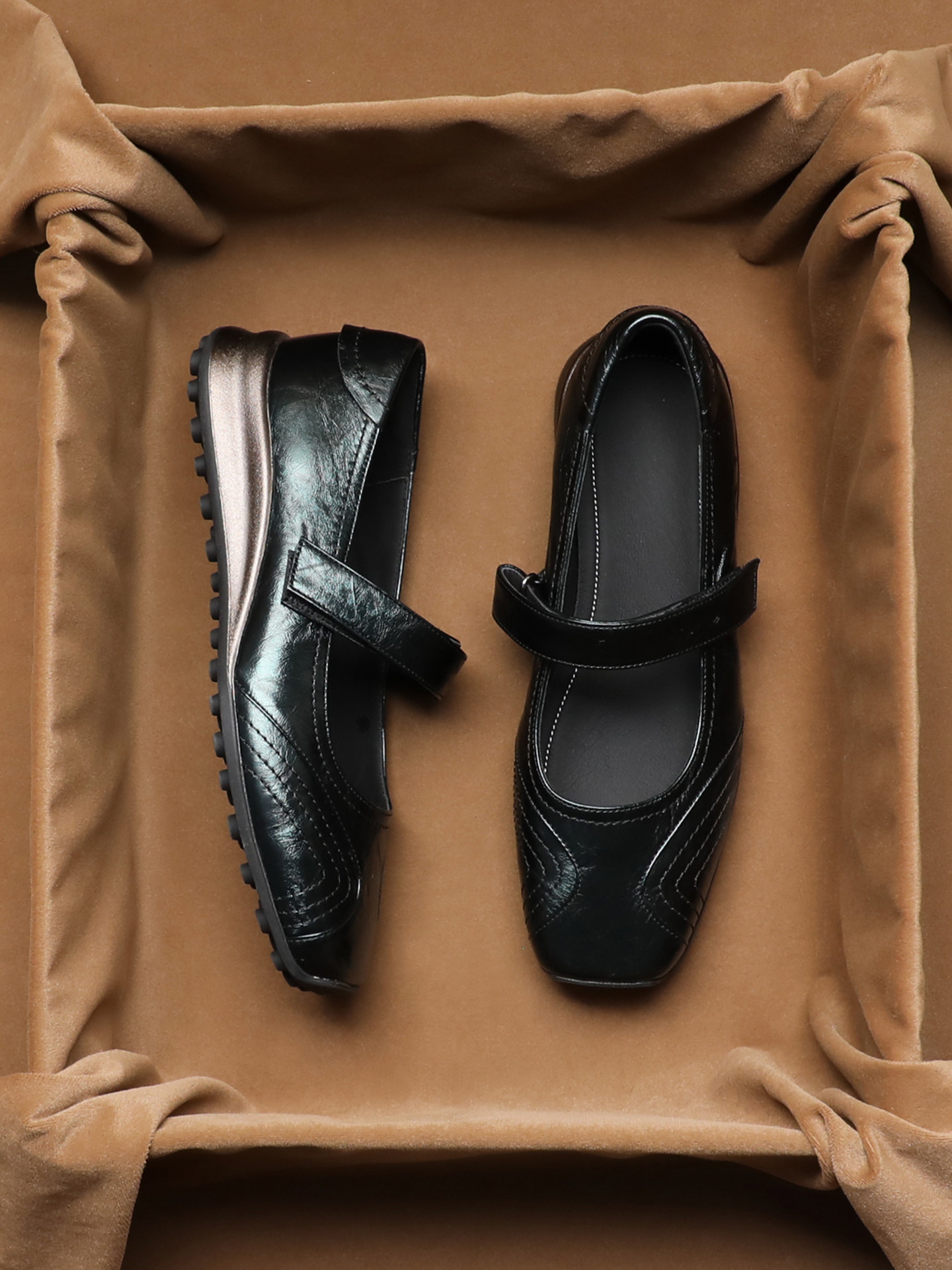 SHOEBOX 벨크로 웨지힐, 중간 높이 굽, 메리 제 - Street Fashion Shoes 리뷰 및 가격