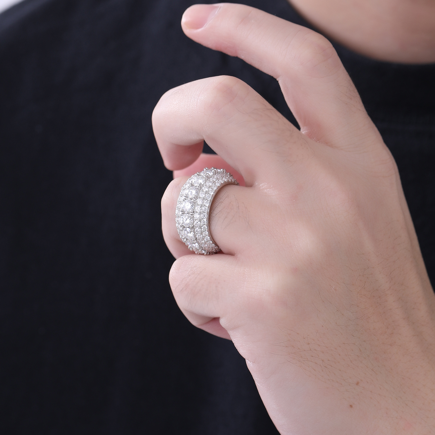 S925 스털링 실버 모이사나이트 트렌디 반지 힙합 반 - Street Fashion Rings 리뷰 및 가격