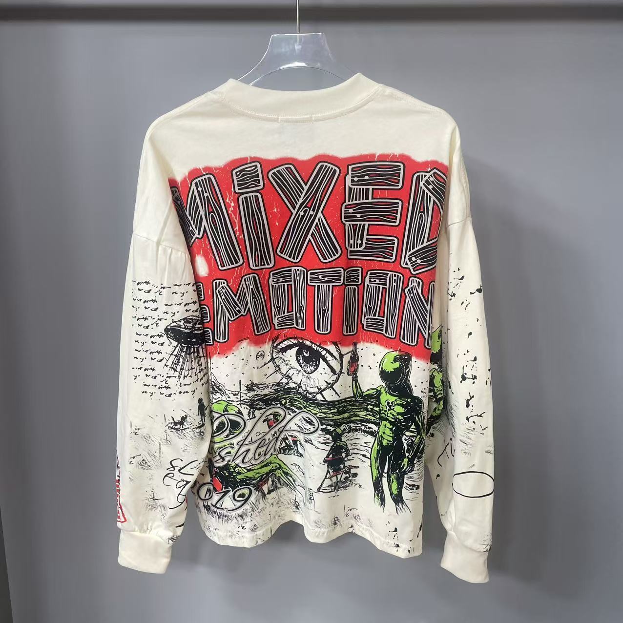 고품질 디자이너 MIXED-EMOTION 긴팔 티셔츠  - Street Fashion Designers 리뷰 및 가격