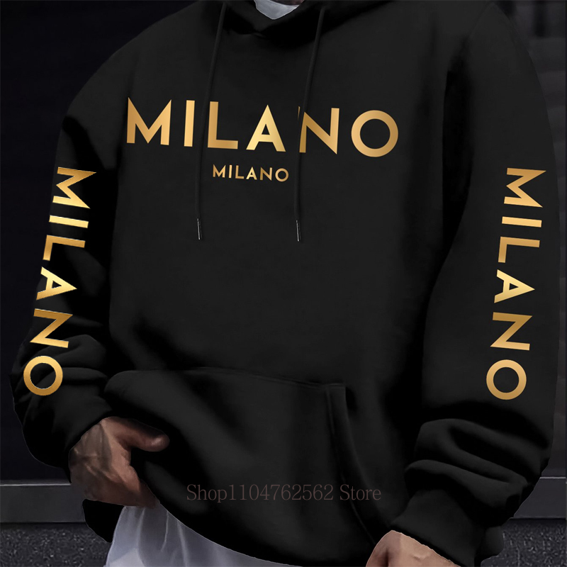 밀라노 레터 프린트 후드티 남성 여성 가을 겨울 캐주얼 - Street Fashion Milano 리뷰 및 가격