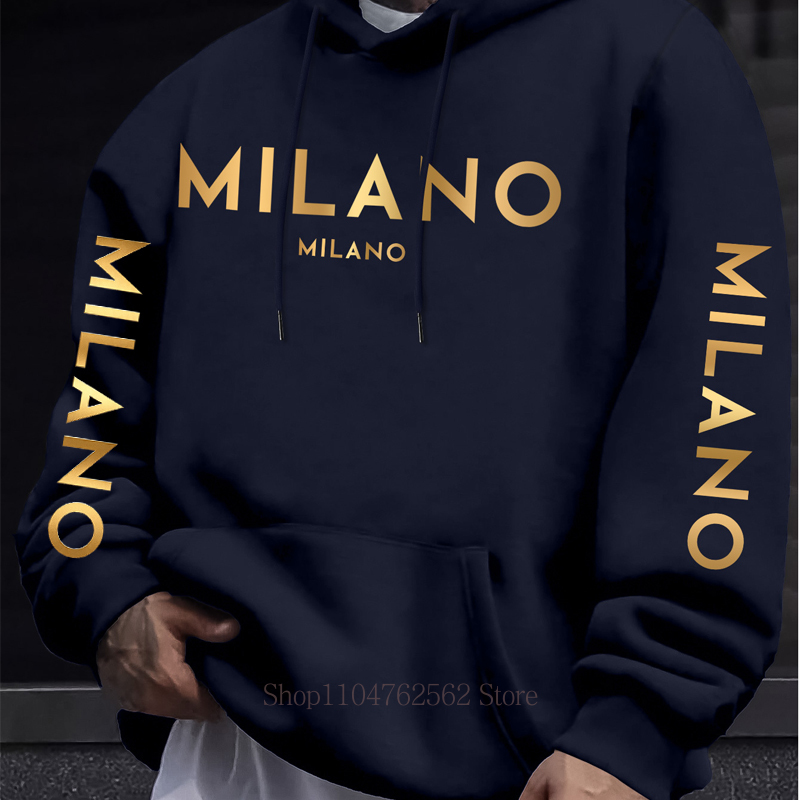밀라노 레터 프린트 후드티 남성 여성 가을 겨울 캐주얼 - Street Fashion Milano 리뷰 및 가격