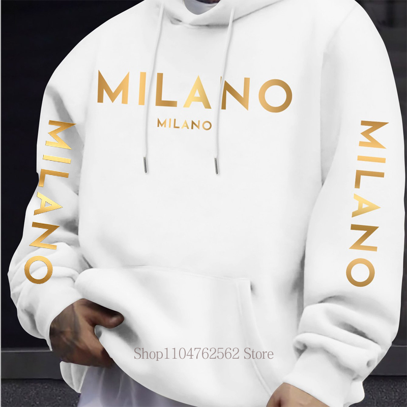 밀라노 레터 프린트 후드티 남성 여성 가을 겨울 캐주얼 - Street Fashion Milano 리뷰 및 가격