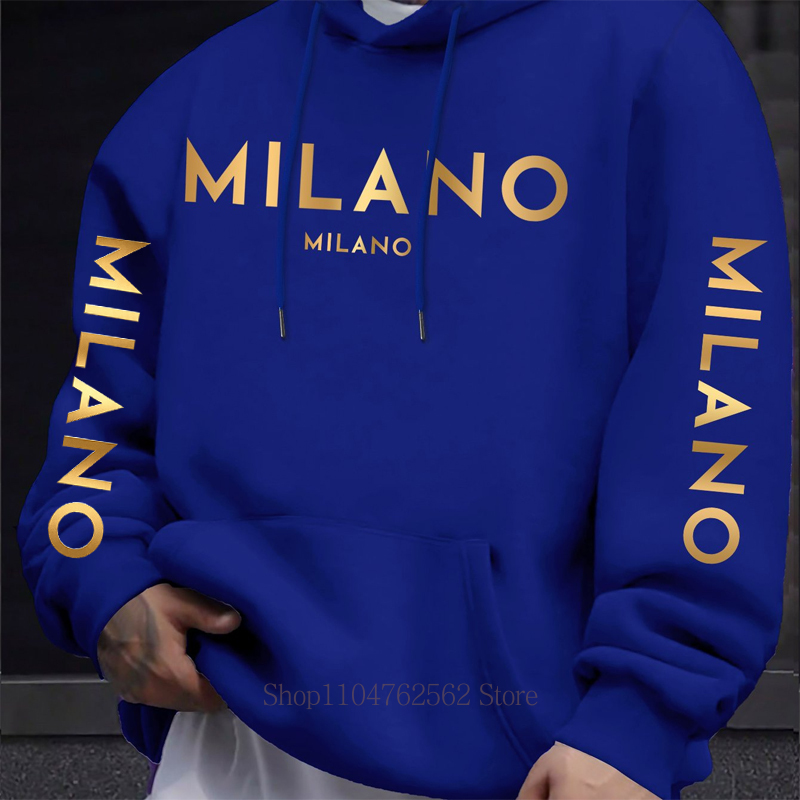밀라노 레터 프린트 후드티 남성 여성 가을 겨울 캐주얼 - Street Fashion Milano 리뷰 및 가격