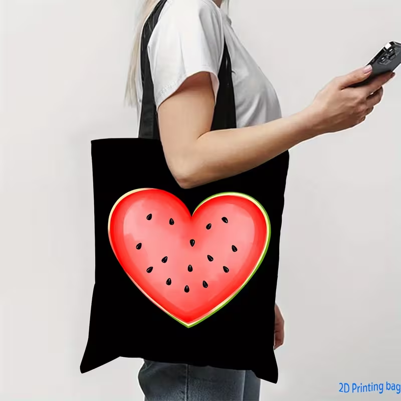 레오파드 프린트 하트 러브레터 캔버스 토트백 트렌디한  - Tote Bag Canvas Print 리뷰 및 가격