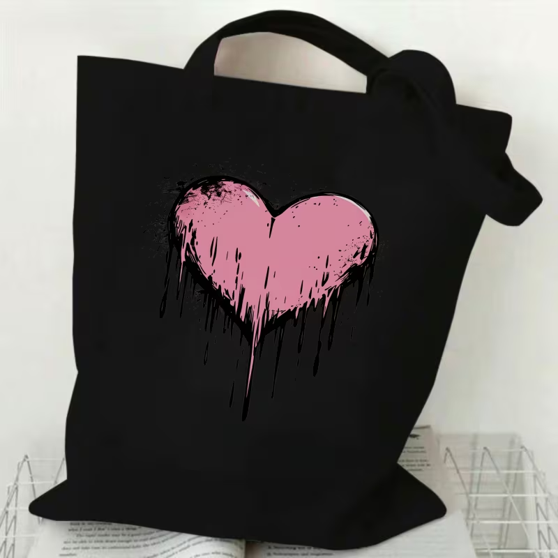 레오파드 프린트 하트 러브레터 캔버스 토트백 트렌디한  - Tote Bag Canvas Print 리뷰 및 가격