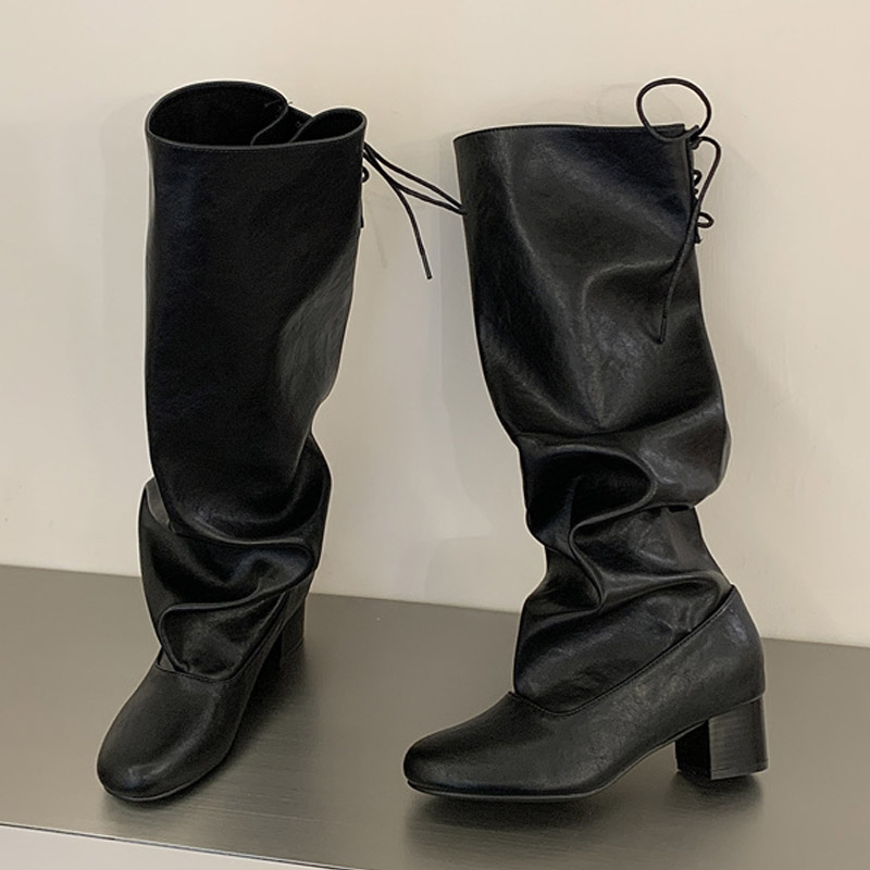 2027 신상 겨울 패션 디자인 레이스업 라운드 토 니 - Street Fashion Designers 리뷰 및 가격