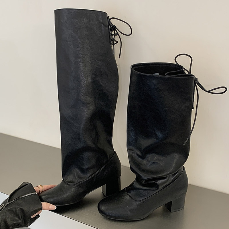 2027 신상 겨울 패션 디자인 레이스업 라운드 토 니 - Street Fashion Designers 리뷰 및 가격