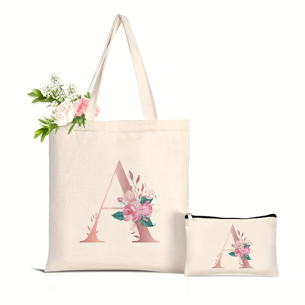 1개 플로럴 러브레터 프린트 토트백 대용량 여성 쇼핑백 - Tote Bag Canvas Print 리뷰 및 가격