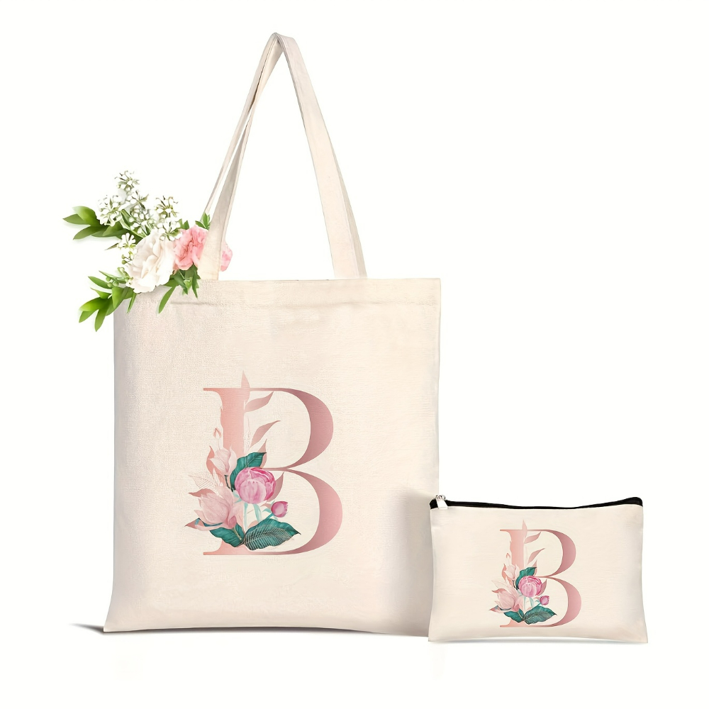 1개 플로럴 러브레터 프린트 토트백 대용량 여성 쇼핑백 - Tote Bag Canvas Print 리뷰 및 가격