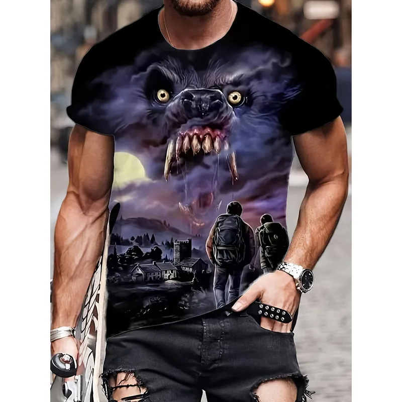 2026 대형 사이즈 남성용 3D 런던 늑대인간 프린트 - Street Fashion In London 리뷰 및 가격