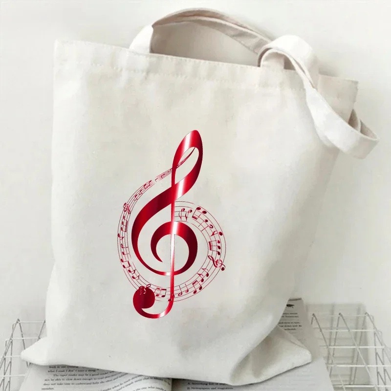 음악 노트 하트 비트 인쇄 캔버스 가방 숄더 백 접이식 - Tote Bag Canvas Print 리뷰 및 가격