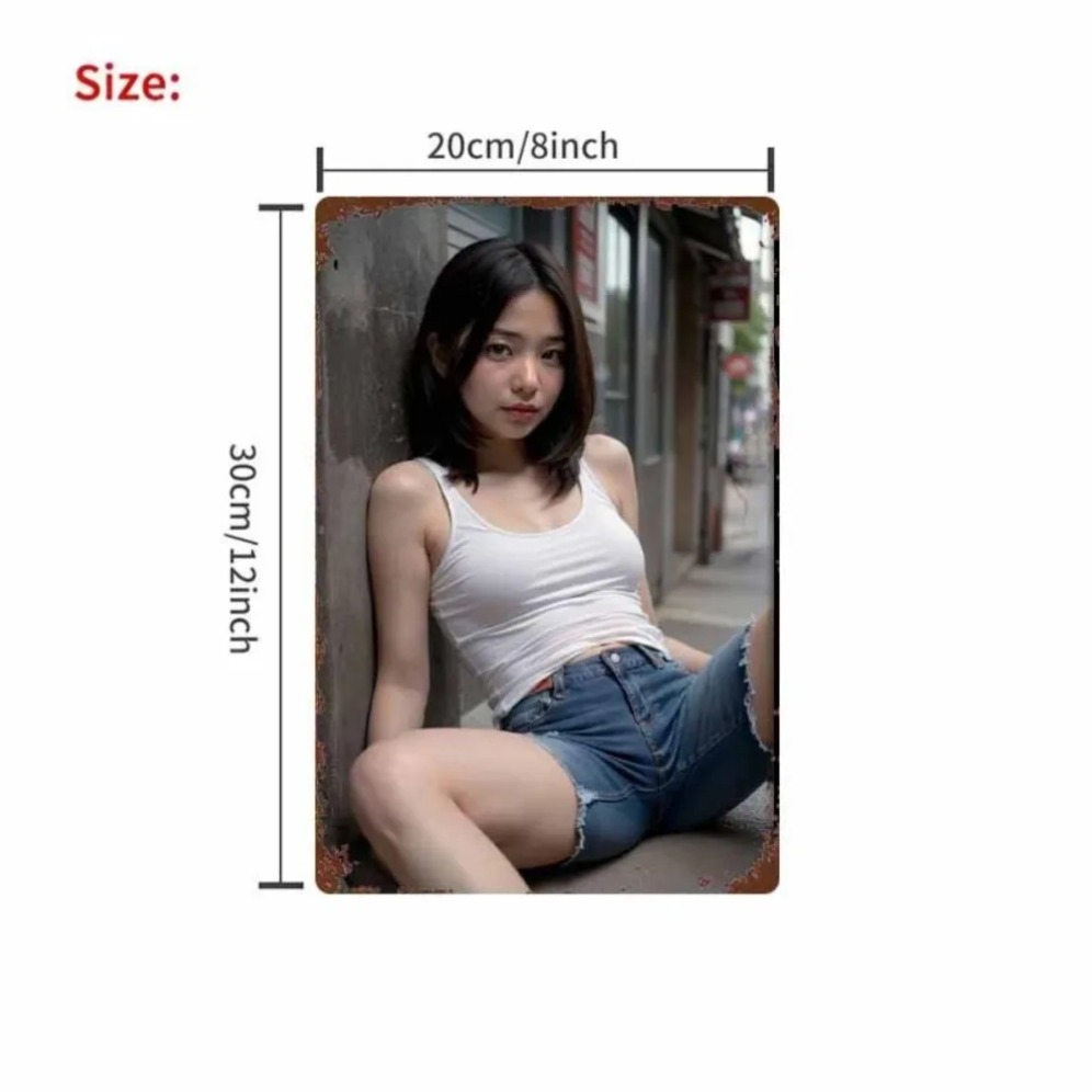 새로운 트렌디 HD 메탈 벽 장식 - 캐주얼한 흰색 탱 - Street Fashion Asian 리뷰 및 가격