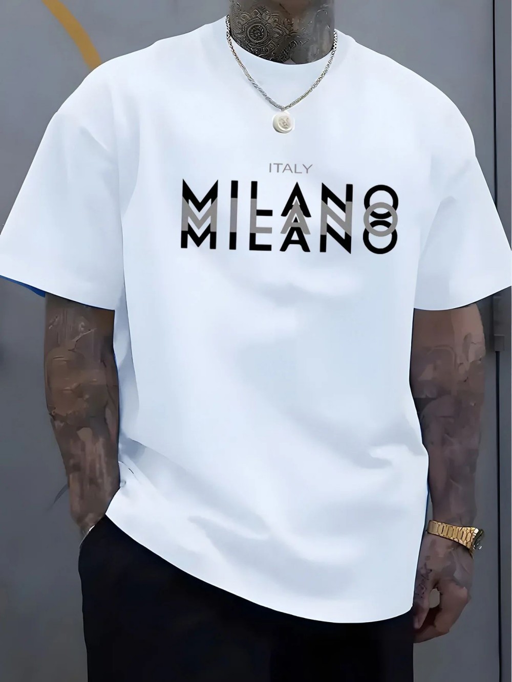 MILANO 레터 프린트 남성 여성 스포츠 티셔츠 야외 - Street Fashion Milano 리뷰 및 가격