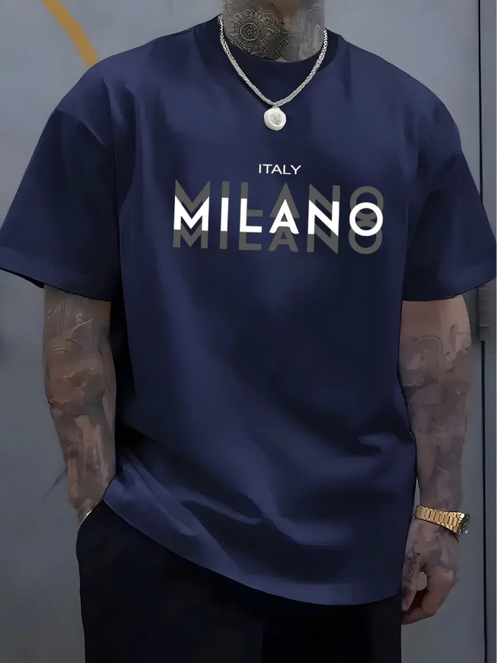 MILANO 레터 프린트 남성 여성 스포츠 티셔츠 야외 - Street Fashion Milano 리뷰 및 가격
