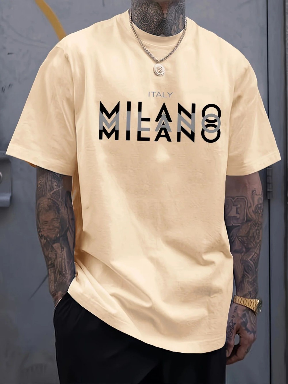 MILANO 레터 프린트 남성 여성 스포츠 티셔츠 야외 - Street Fashion Milano 리뷰 및 가격